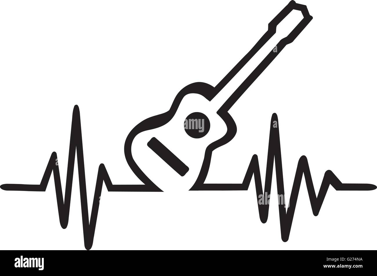 Guitare acoustique fréquence cardiaque Image Vectorielle Stock - Alamy