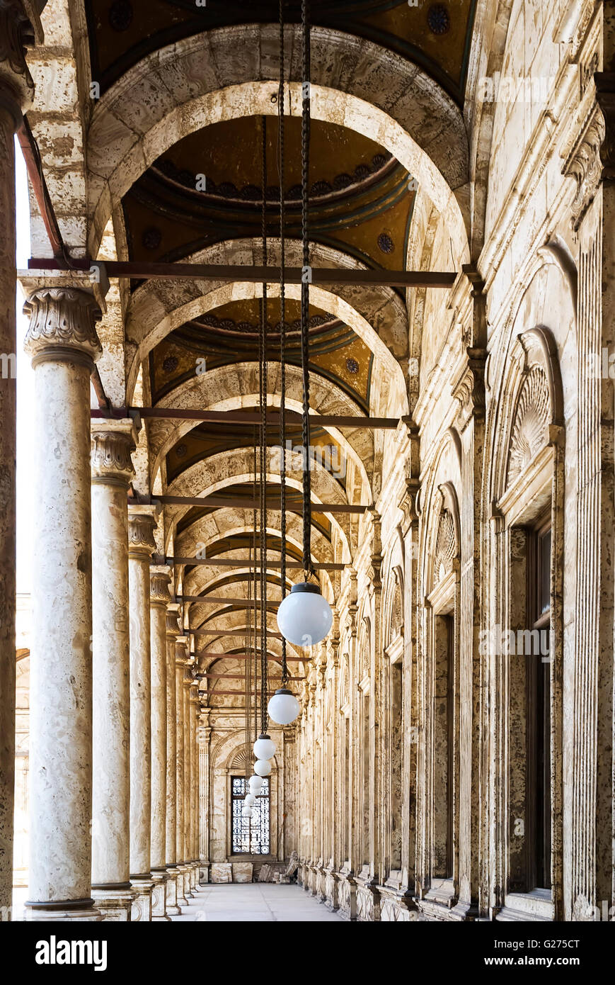 Porche de la mosquée de Mohamed Ali au Caire, Egypte Banque D'Images