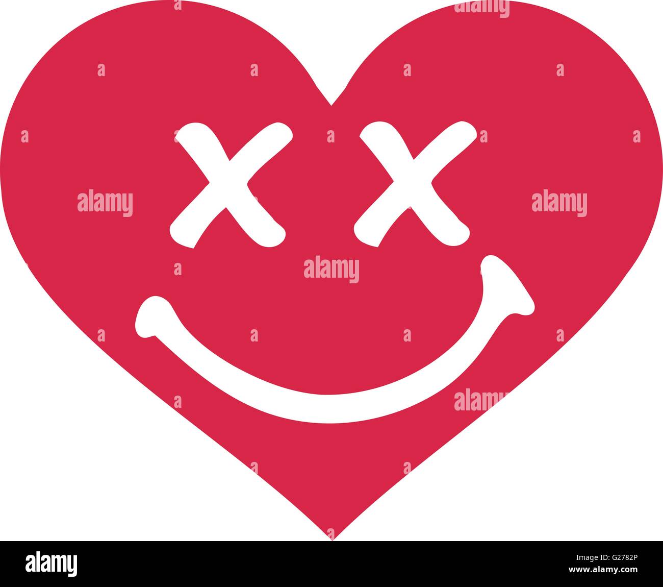 Coeur avec les yeux croisés et sourire Illustration de Vecteur