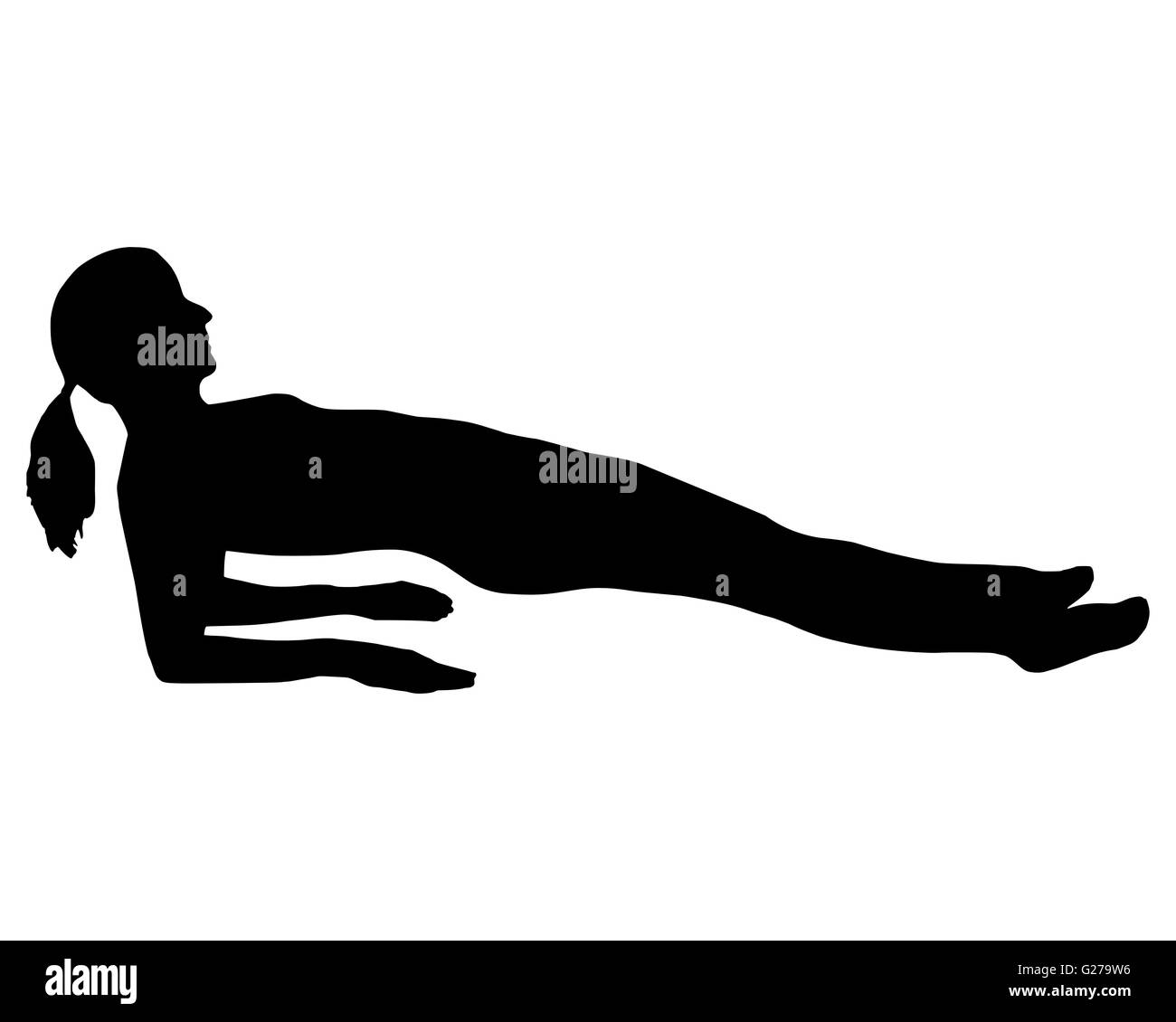 Silhouette of woman doing exercises Banque D'Images