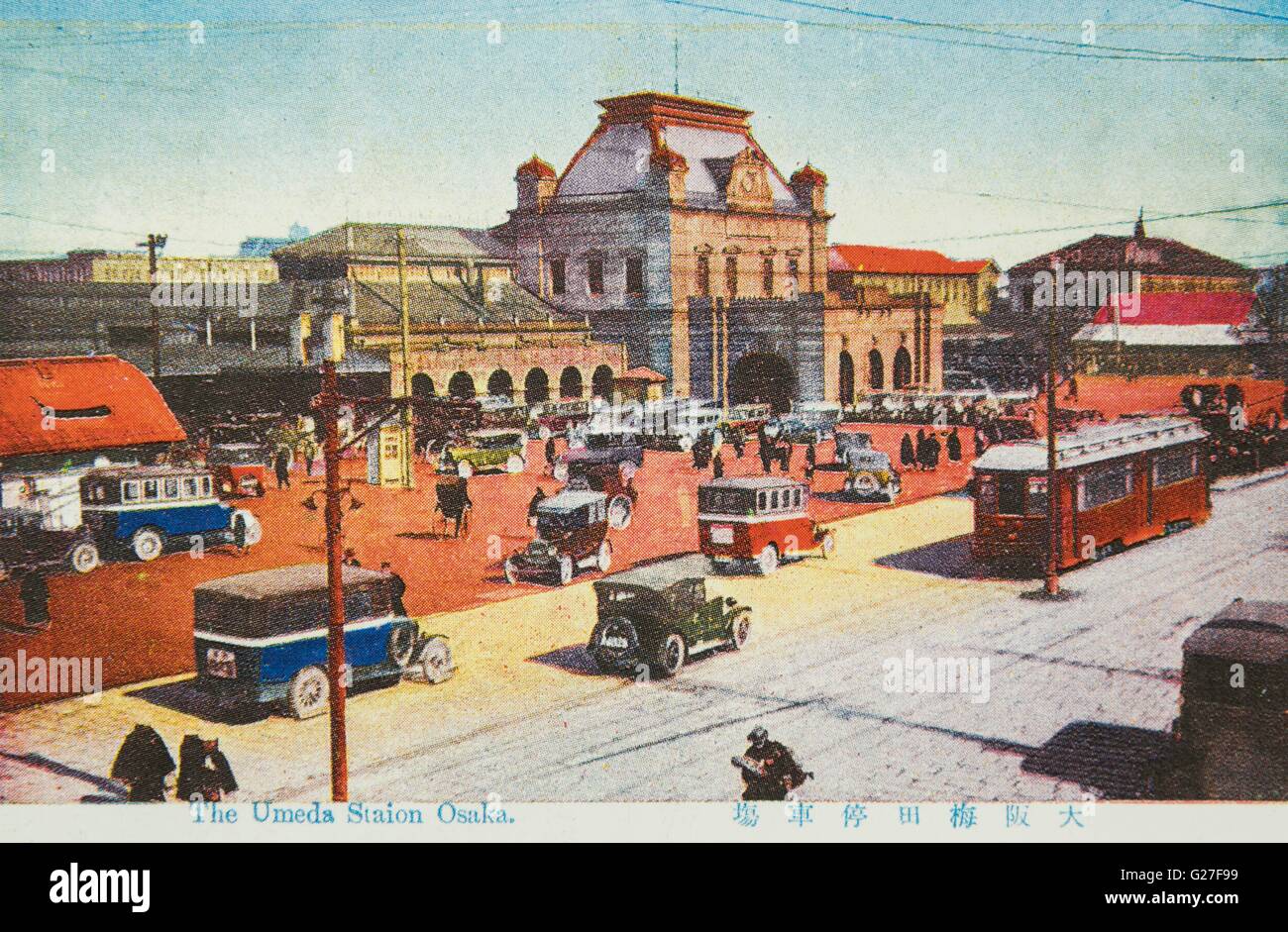 La gare d'Umeda, à Osaka, Japon. c 1921. Banque D'Images