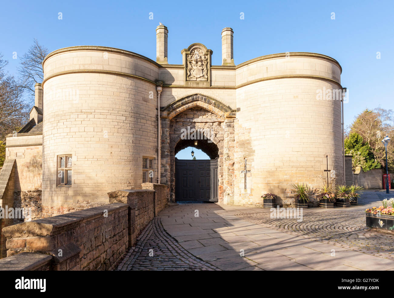 Château anglais. The Gate House et l'entrée du château de Nottingham, Nottingham, England, UK Banque D'Images