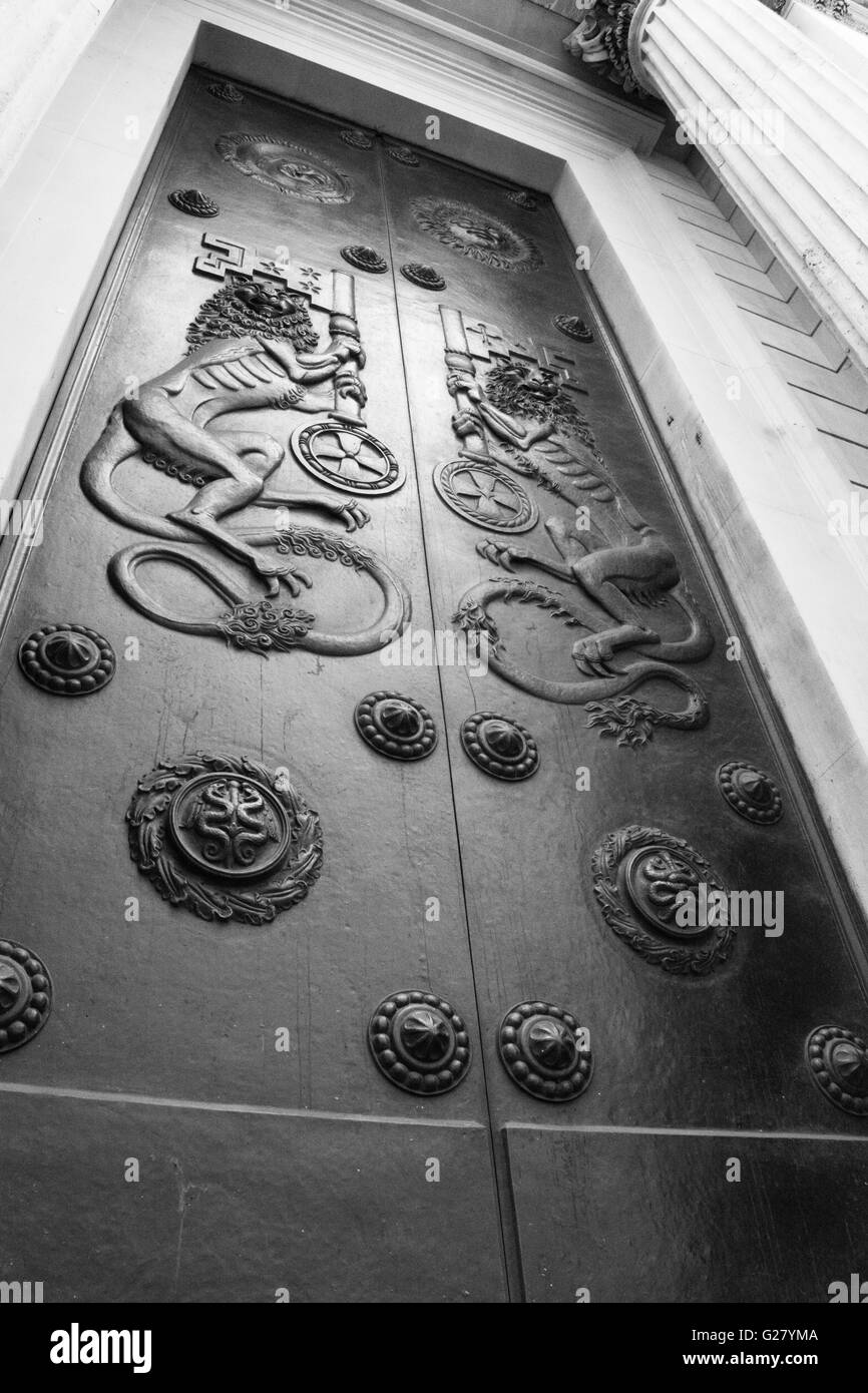 Porte des lions oriental de la Banque d'Angleterre. Banque D'Images