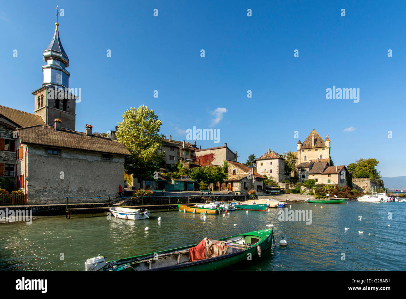 Au port d'Yvoire. Le lac Léman. Haute Savoie. France Photo Stock - Alamy