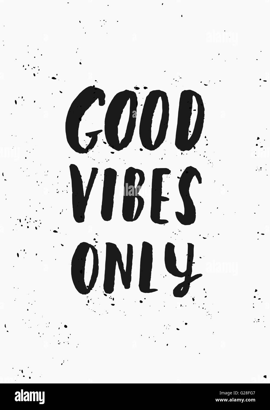 Hôtel moderne et élégant design typographique de l'affiche. Part les lettres texte 'Good Vibes' uniquement en noir sur fond blanc. Illustration de Vecteur