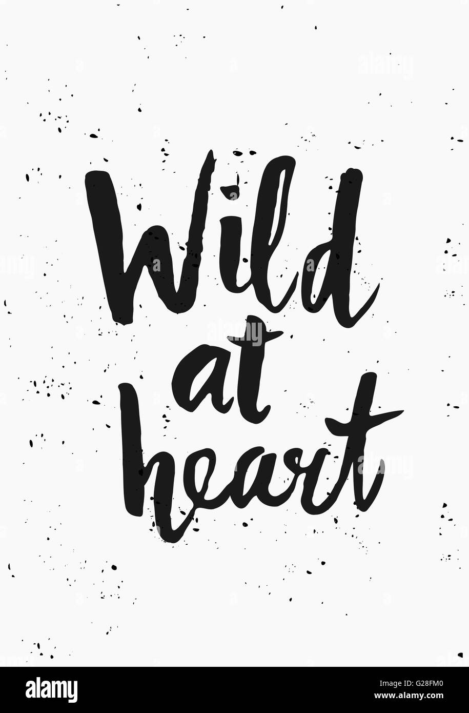 Hôtel moderne et élégant design typographique de l'affiche. Part les lettres texte "Wild at Heart" en noir sur fond blanc. Illustration de Vecteur
