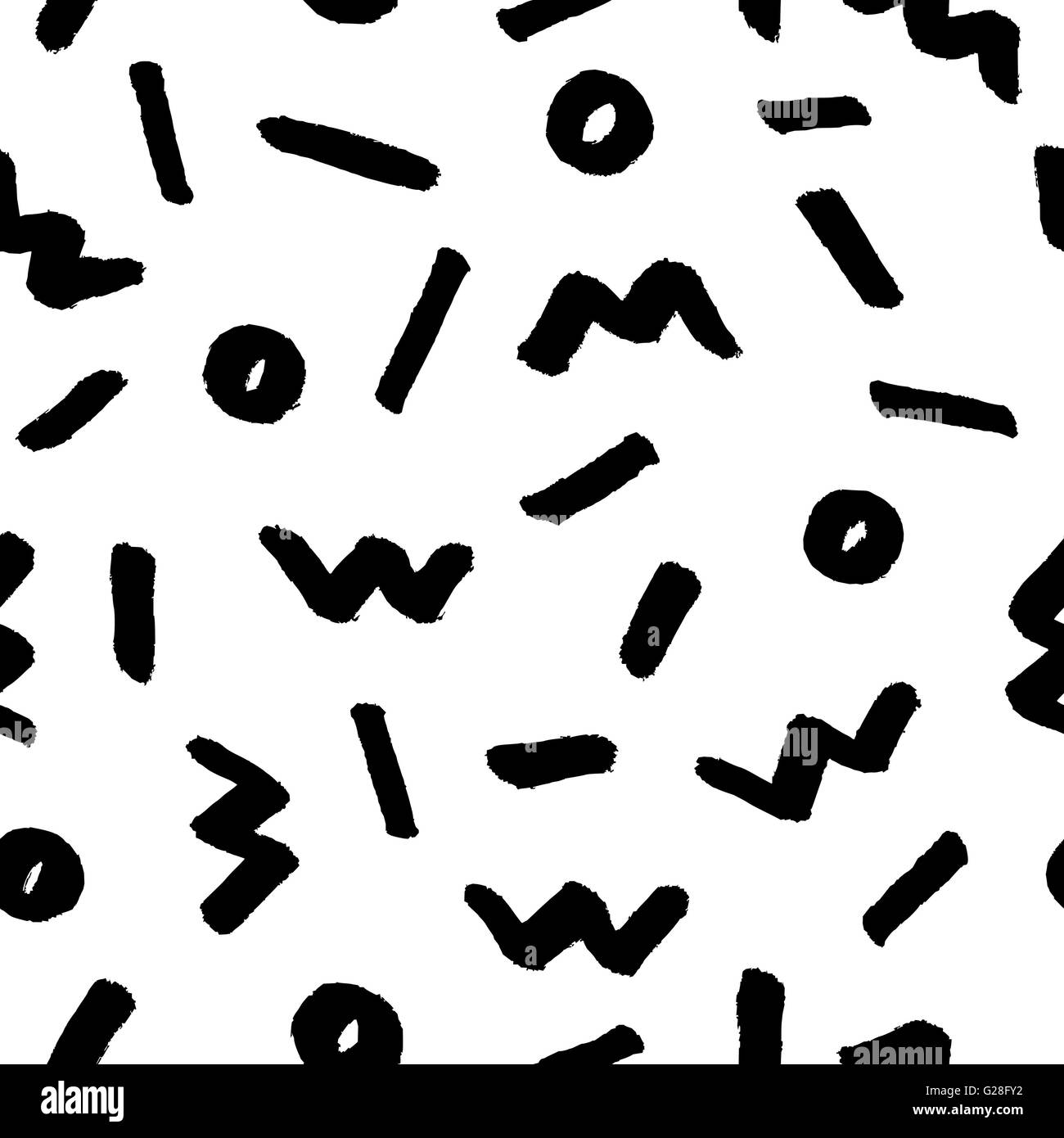 Hand drawn abstract pattern en noir sur fond blanc. Style rétro arrière-plan transparent répétition. Illustration de Vecteur