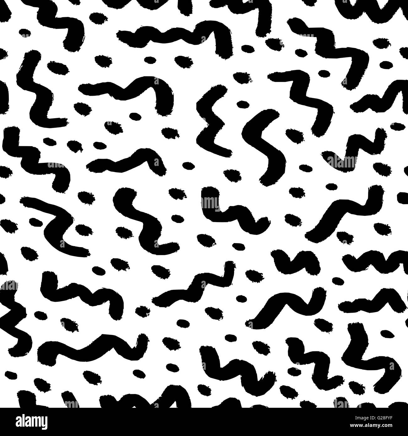 Hand drawn abstract pattern en noir sur fond blanc. Style rétro arrière-plan transparent répétition. Illustration de Vecteur