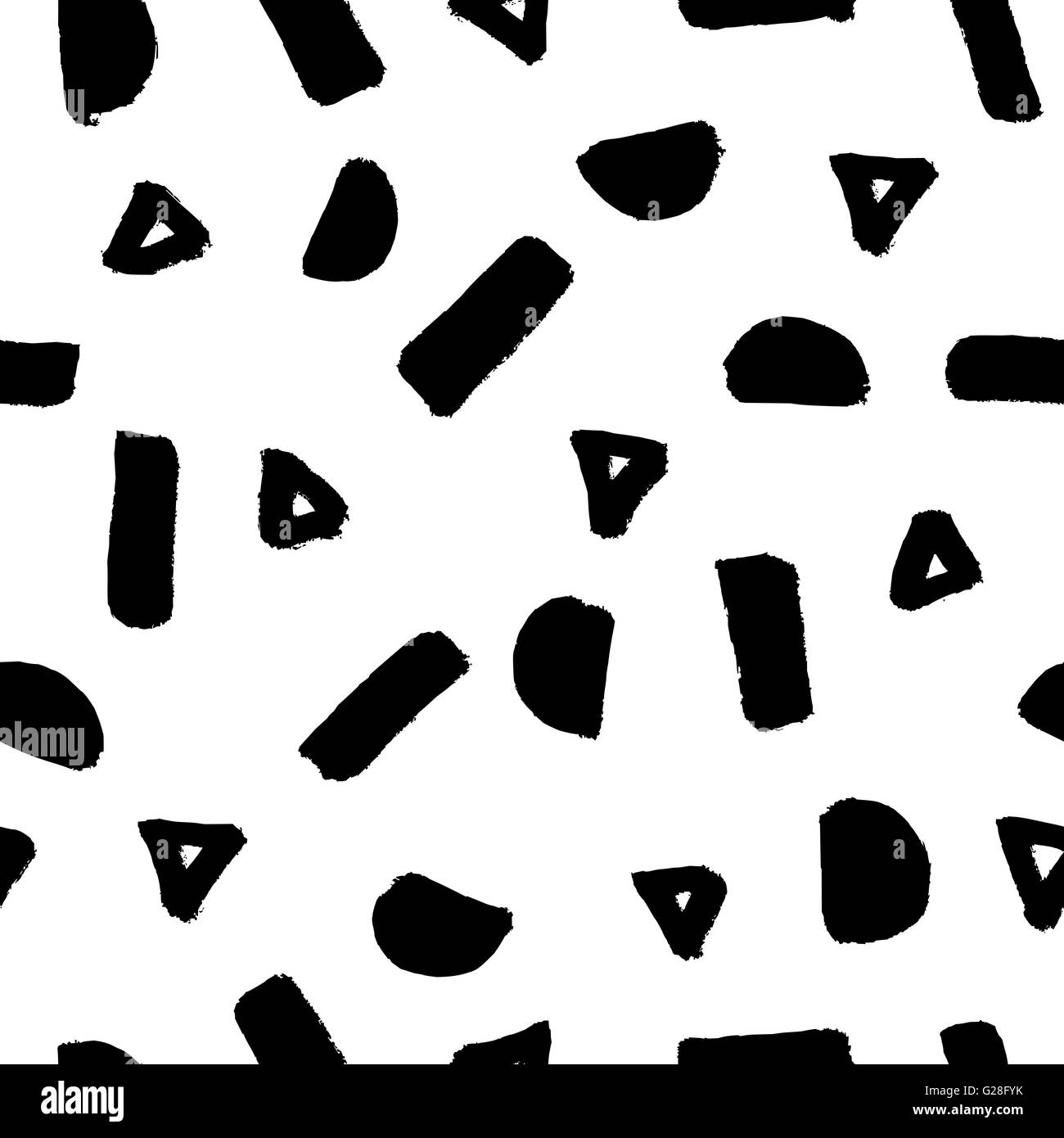 Hand drawn abstract pattern en noir sur fond blanc. Style rétro arrière-plan transparent répétition. Illustration de Vecteur