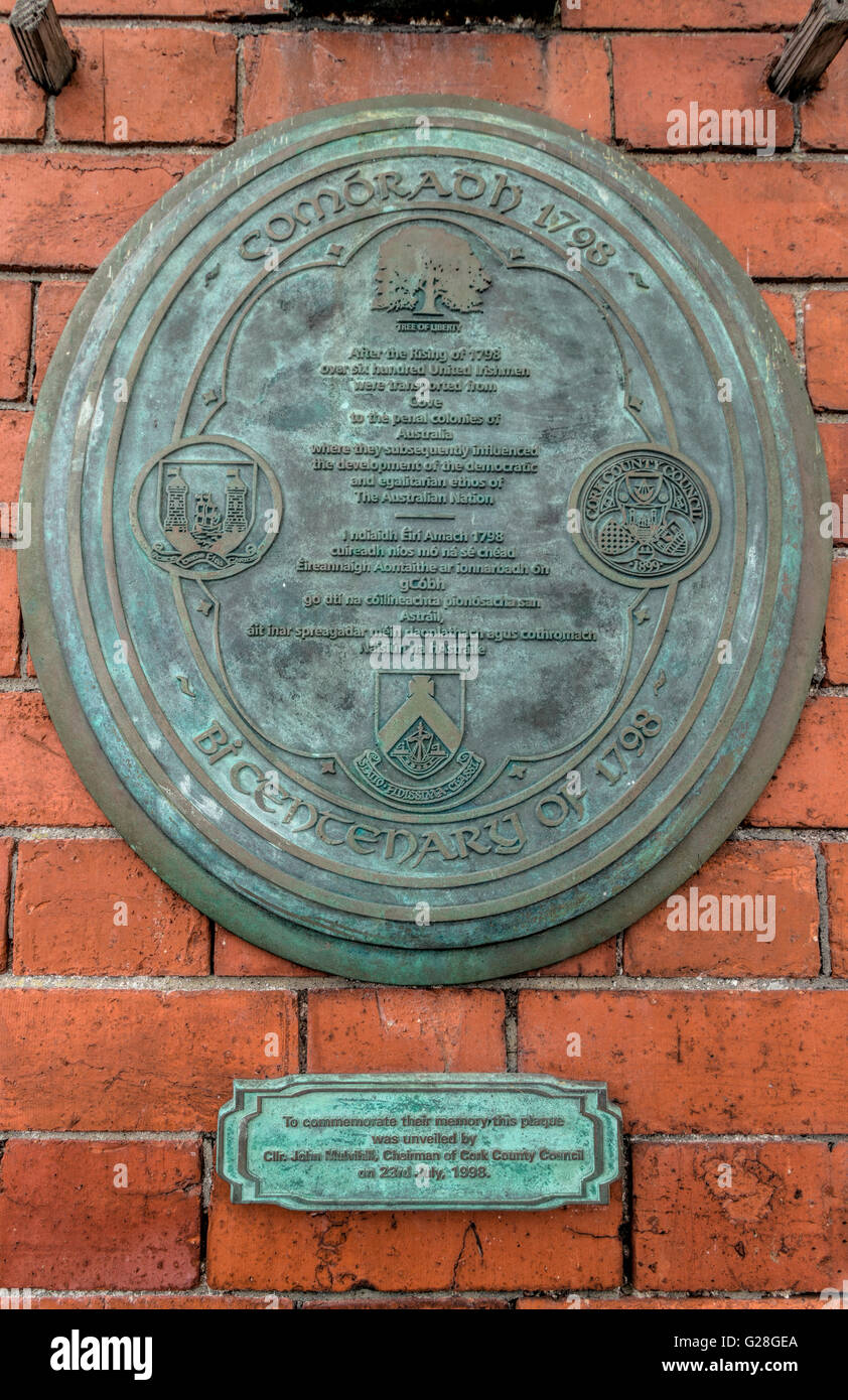 Arbre de la liberté Plaque sur l'immeuble du Cobh Heritage Centre, Cobh, Cork, County Cork, Irlande ( la Queenstown Story ). Banque D'Images