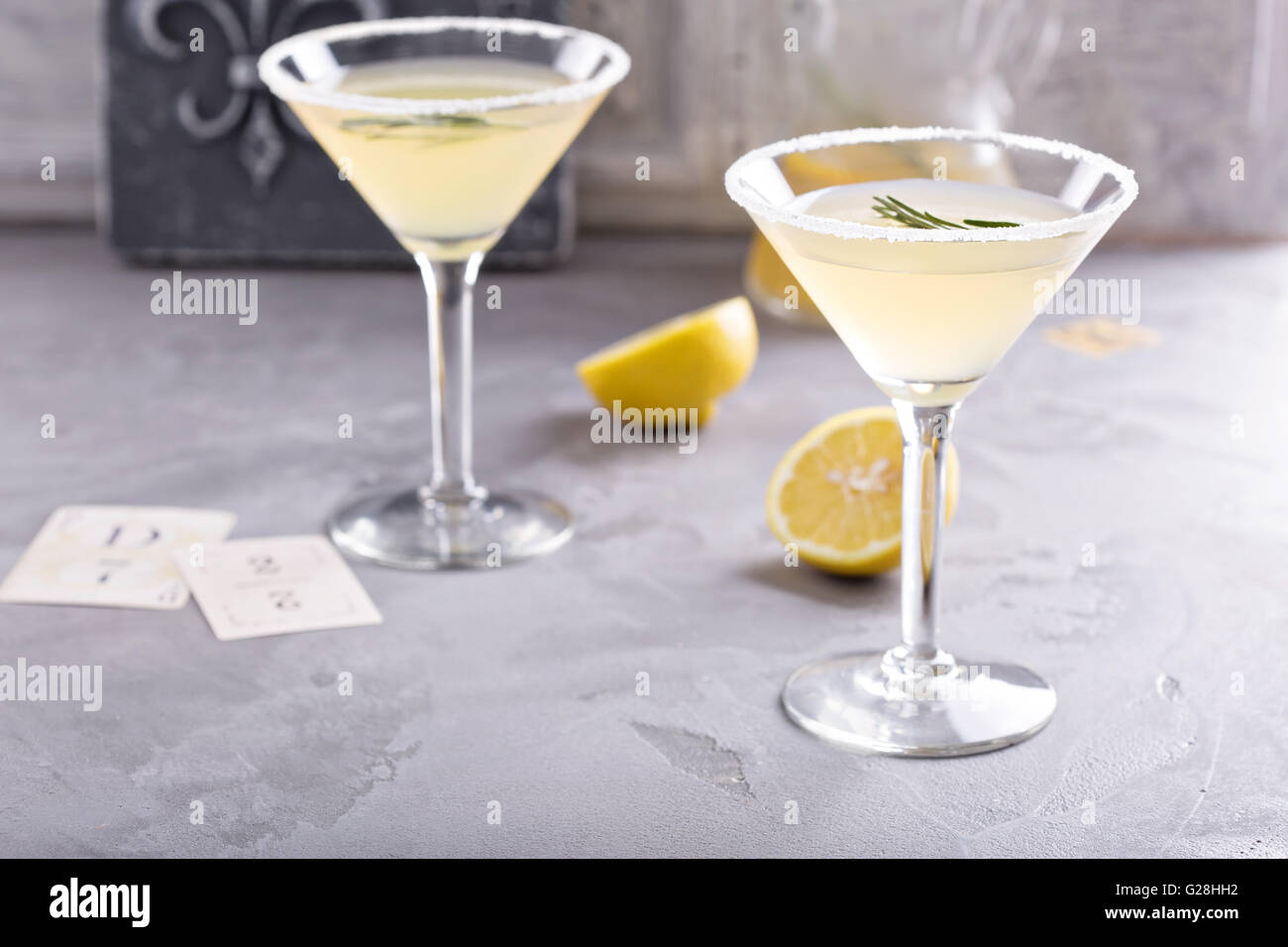 Martini limonade au romarin Banque D'Images