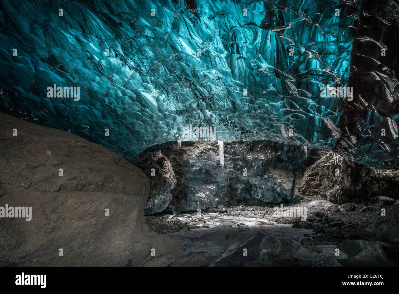 La caverne de glace sous le Vatnajökull, Région du Sud, Islande Banque D'Images