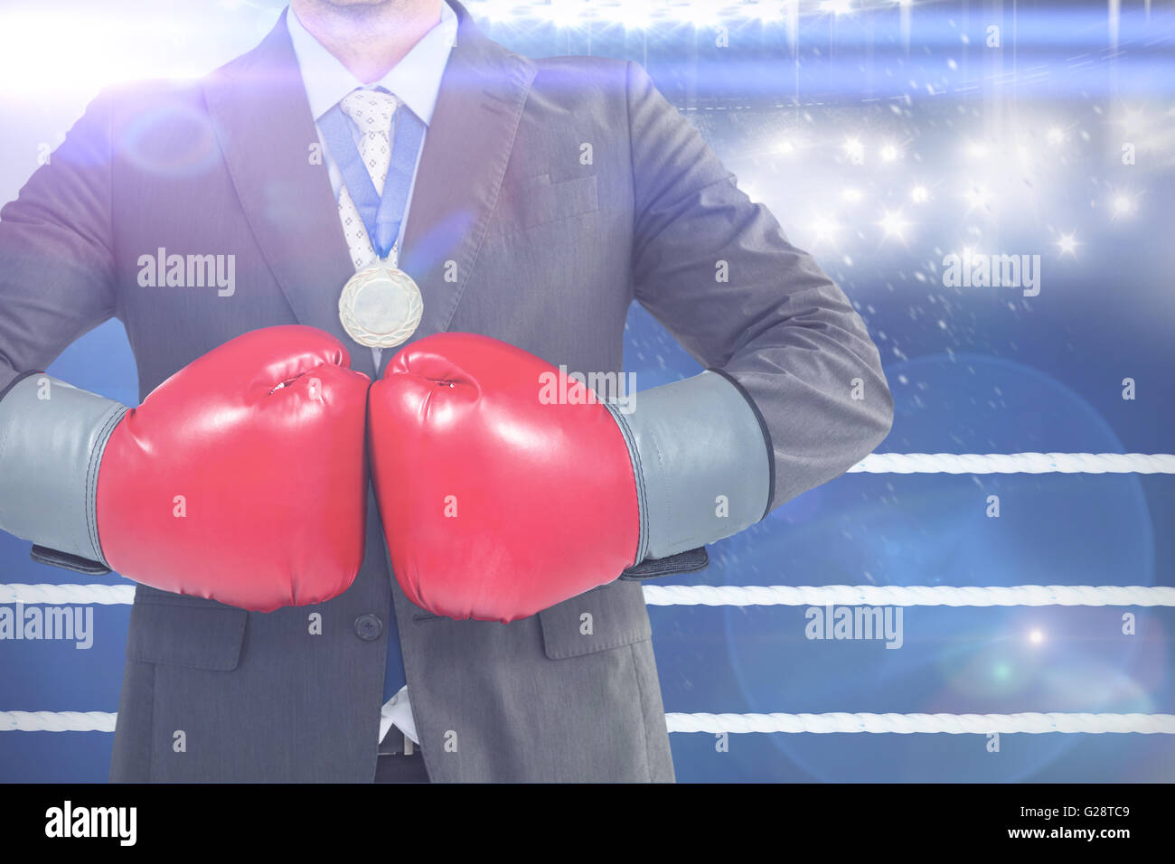 Libre de droits avec des gants de boxe Banque D'Images