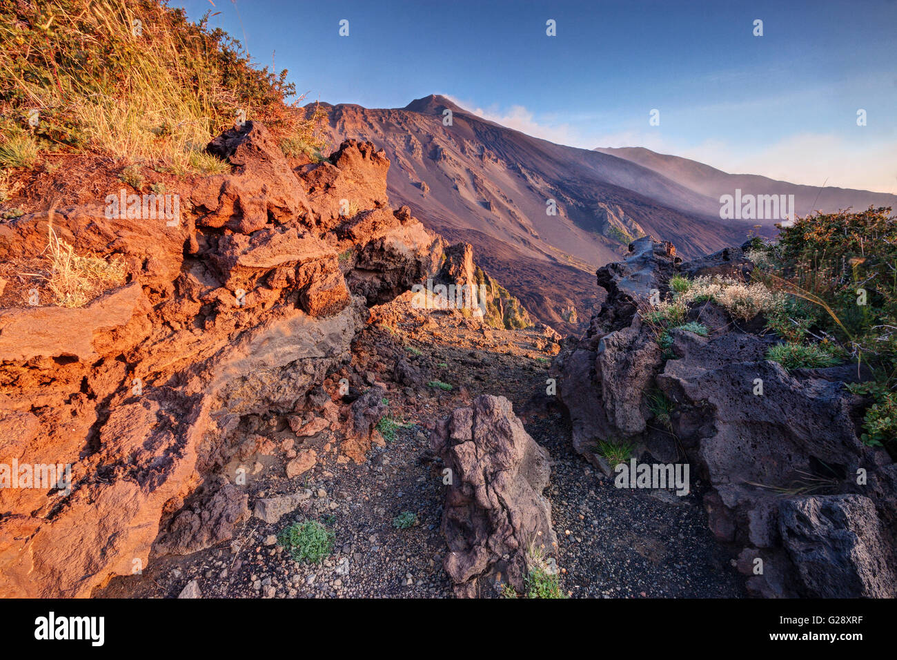 Sicile, Italie : l'Etna au coucher du soleil Banque D'Images