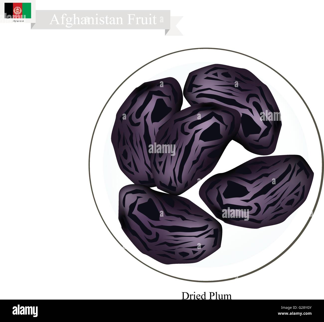 Afghanistan Fruits séchés de prune. L'un des fruits les plus populaires de l'Afghanistan. Illustration de Vecteur