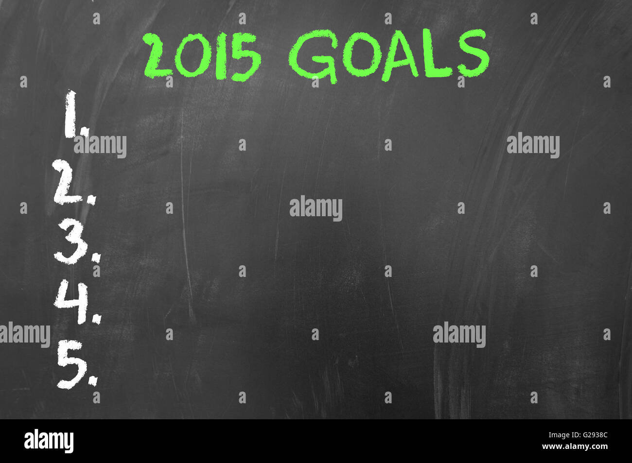 Liste vide de 2015 buts sur tableau noir Banque D'Images