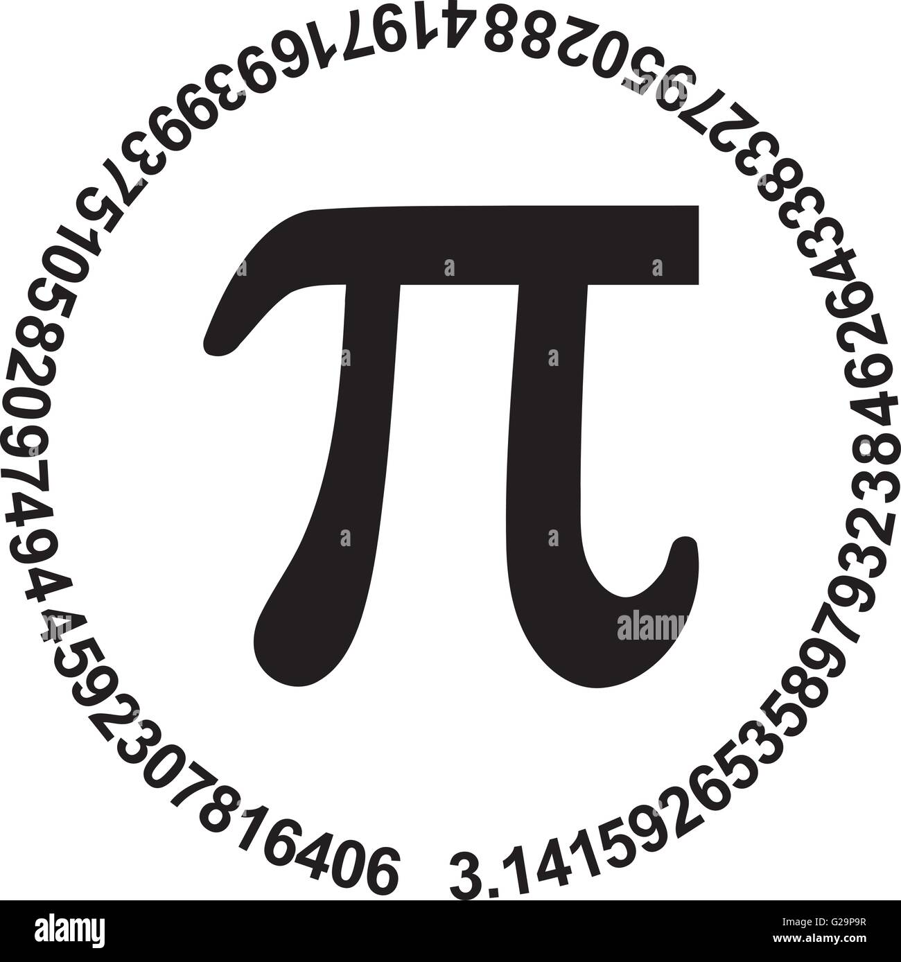 Pi avec les chiffres de pi dans un cercle Illustration de Vecteur