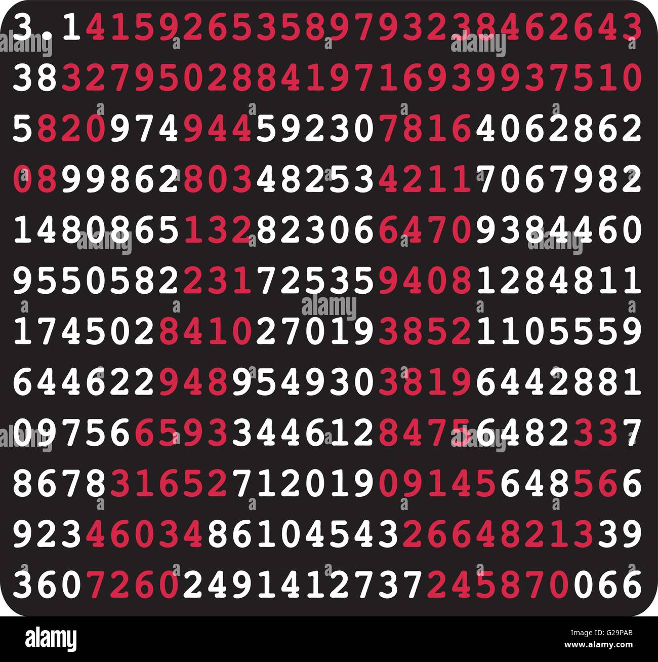 Inscrivez-Pi et pi des chiffres sur fond noir Illustration de Vecteur