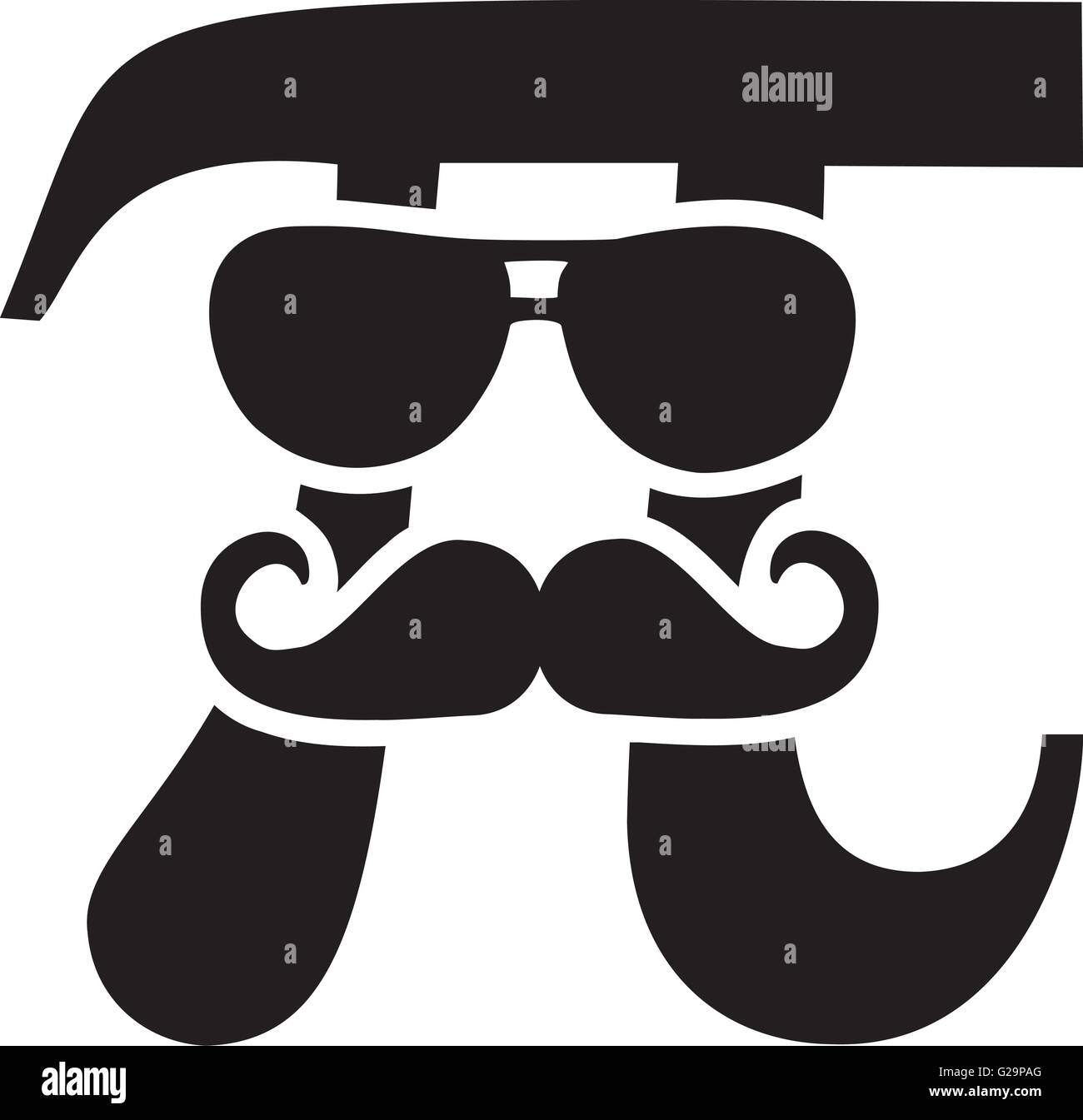 Pi signe avec lunettes et moustache Illustration de Vecteur