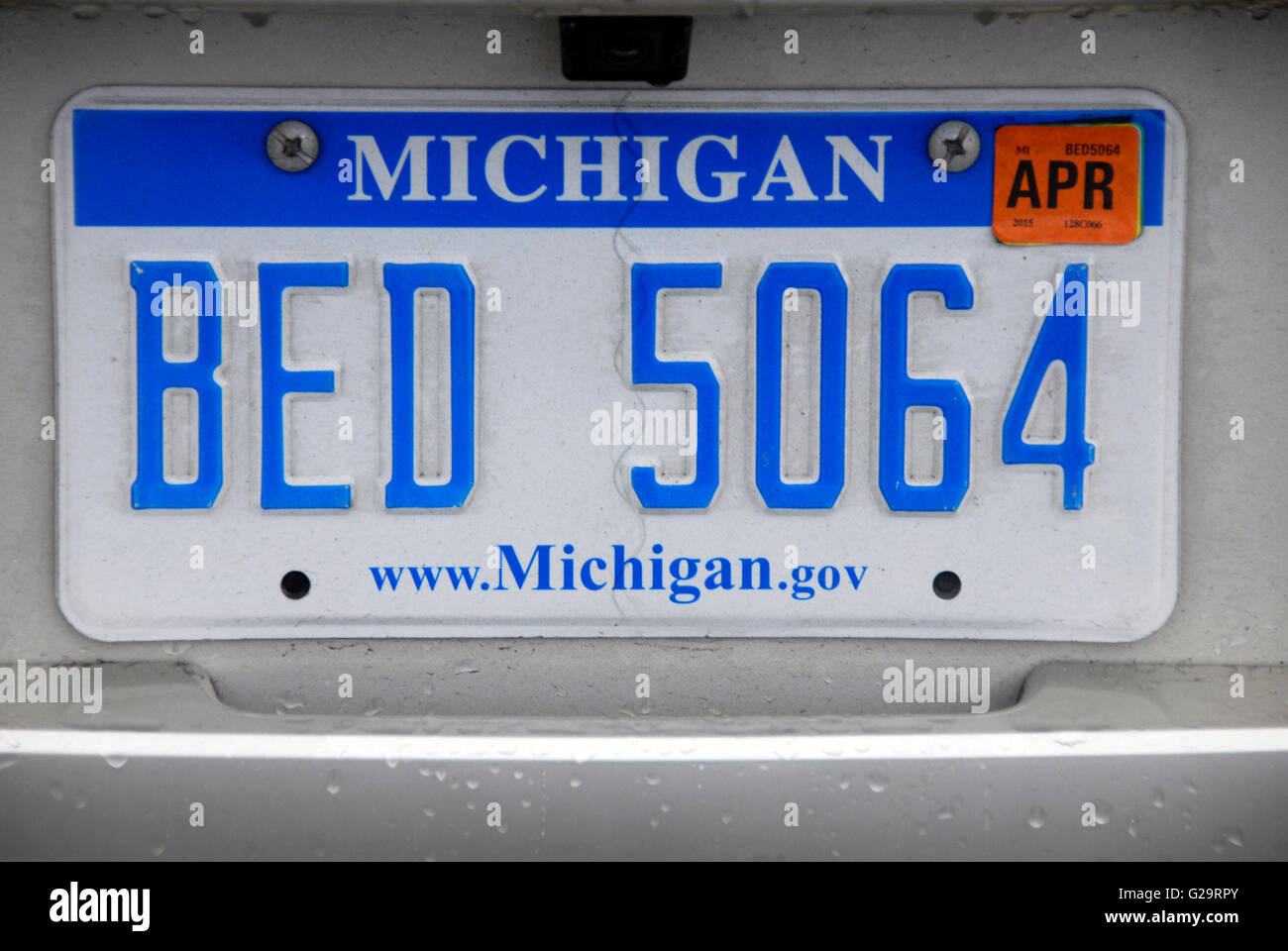 La plaque de numéro de voiture, Michigan, USA Banque D'Images