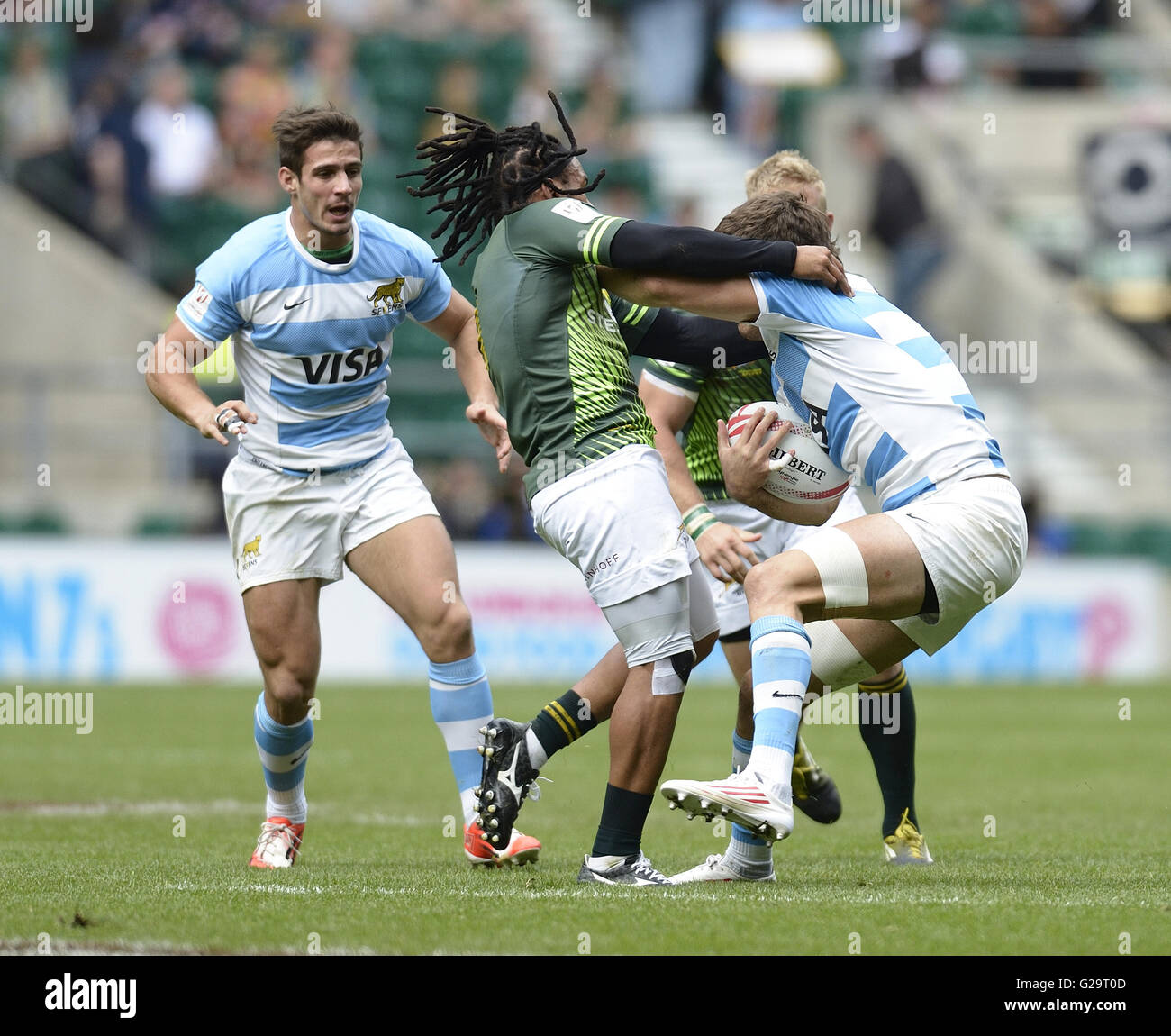 Monde HSBC Sevens,Londres,Twickenham 22 mai 2016 jeu d'action au cours de l'Afrique du Sud v Argentine, Afrique du Sud gagner 21-19, Banque D'Images