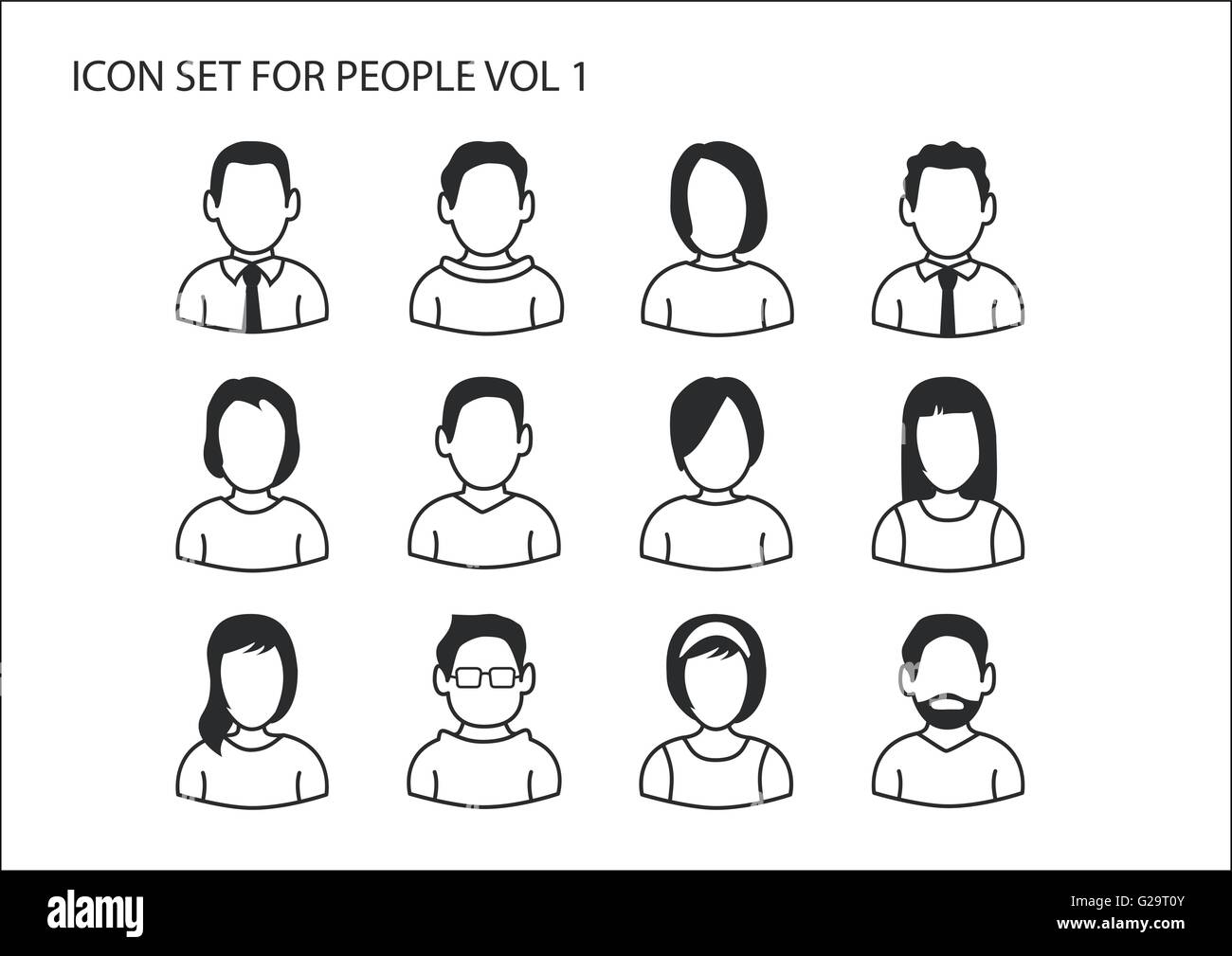 Icônes Avatar de gens d'affaires comme l'illustration vectorielle. La tête et du haut du corps en version plate. Illustration de Vecteur