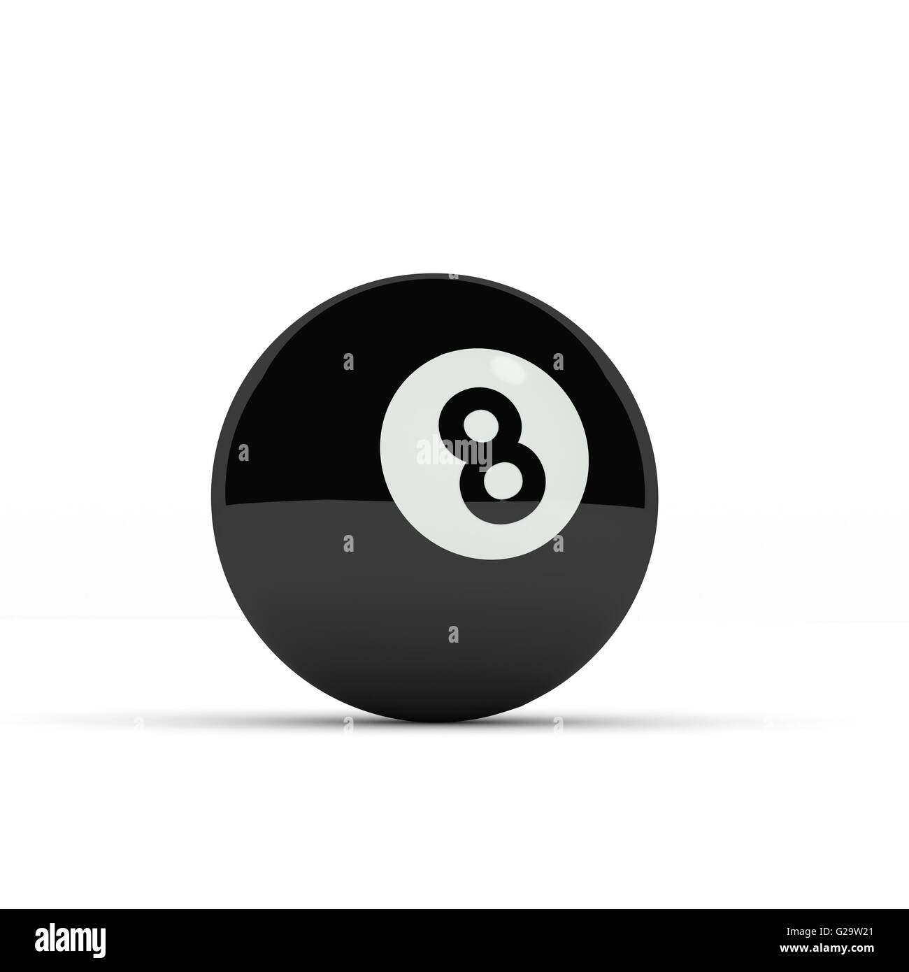 Pool ball noir sur fond blanc, 3D render Banque D'Images
