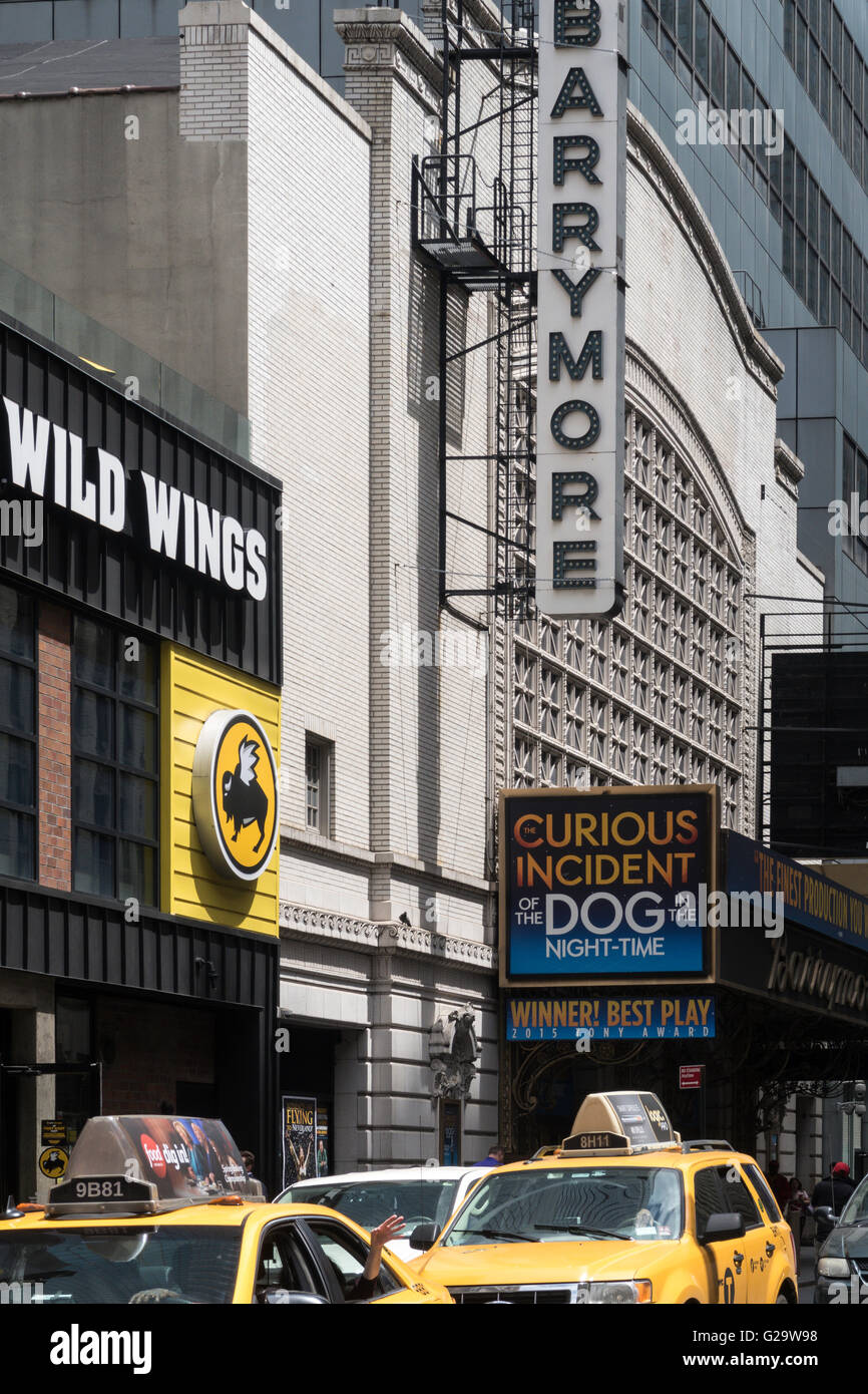 Ethel Barrymore Theatre chapiteau dans Times Square, NYC Banque D'Images