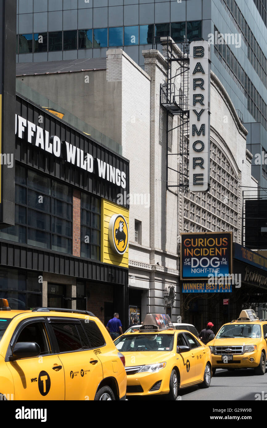 Ethel Barrymore Theatre chapiteau dans Times Square, NYC Banque D'Images