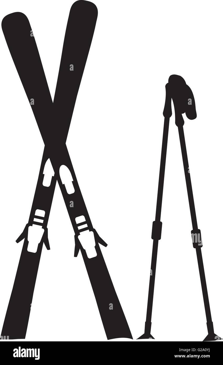 Équipement de ski de neige permanent Illustration de Vecteur