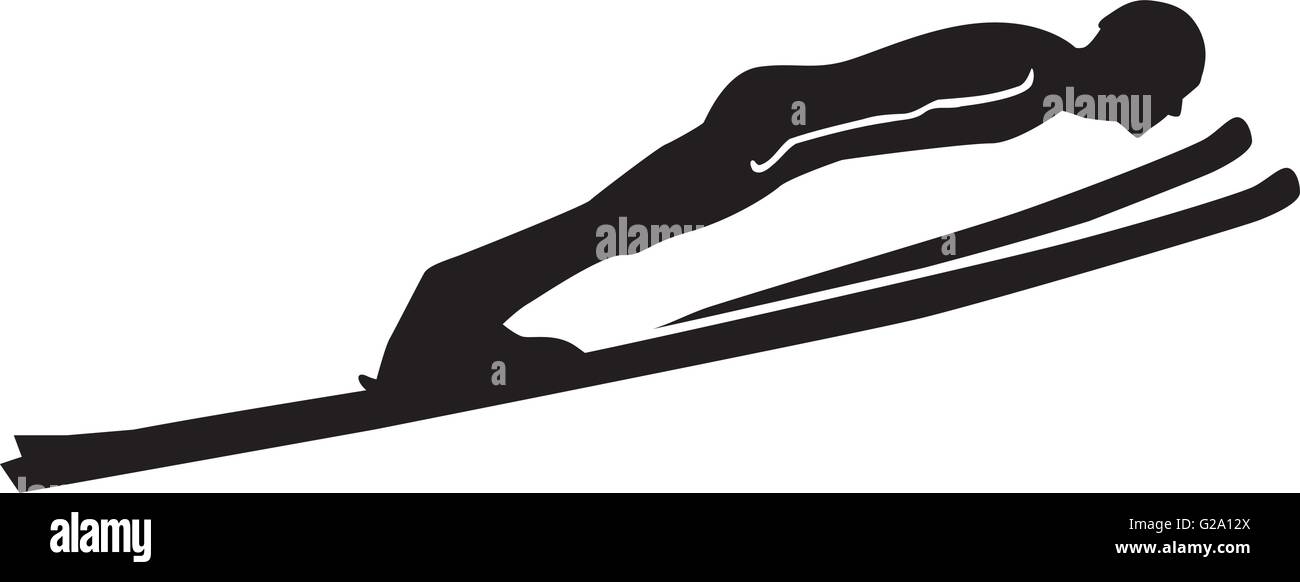 Silhouette de saut à ski Illustration de Vecteur
