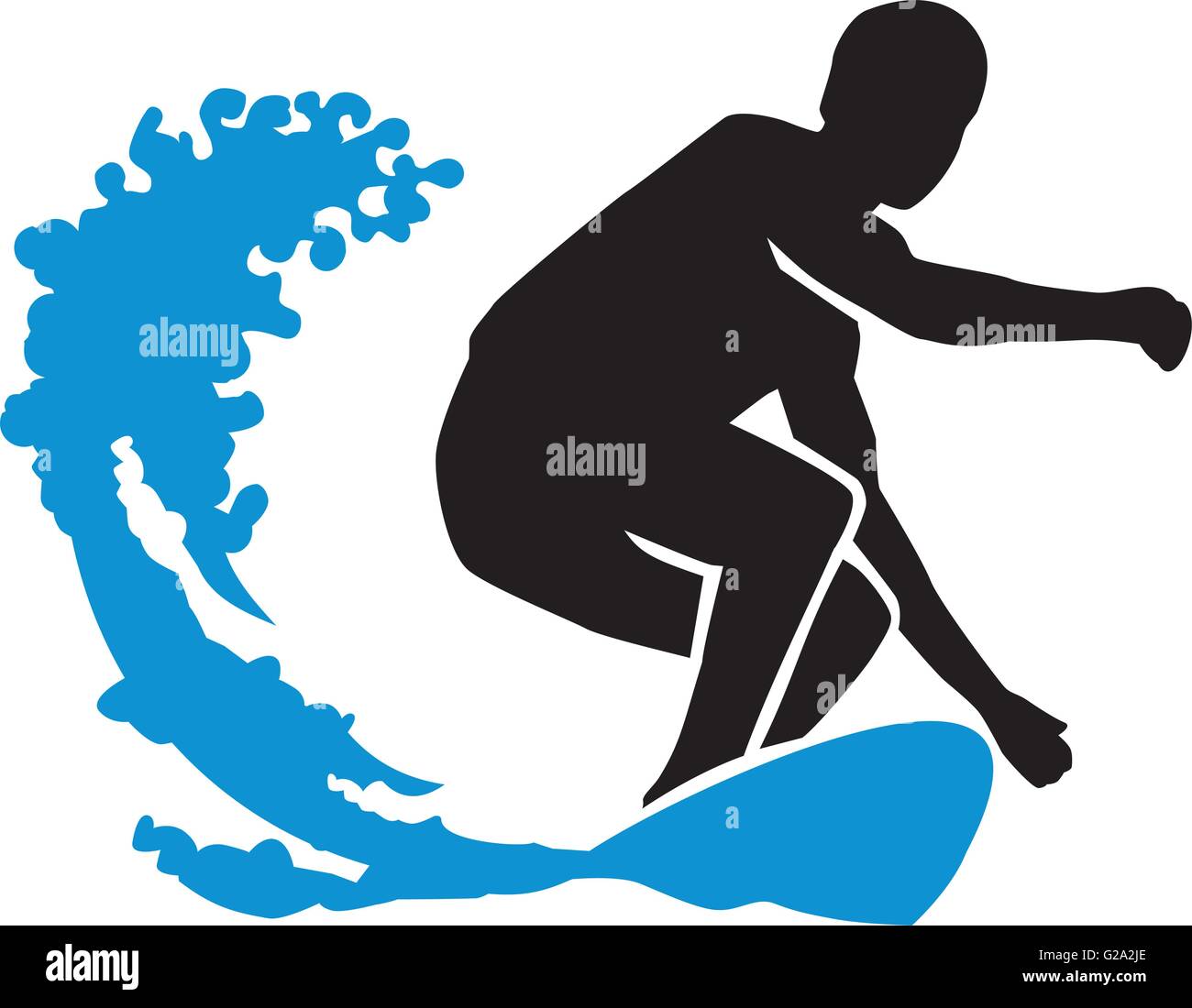 Une grande vague de surf surfeur Illustration de Vecteur