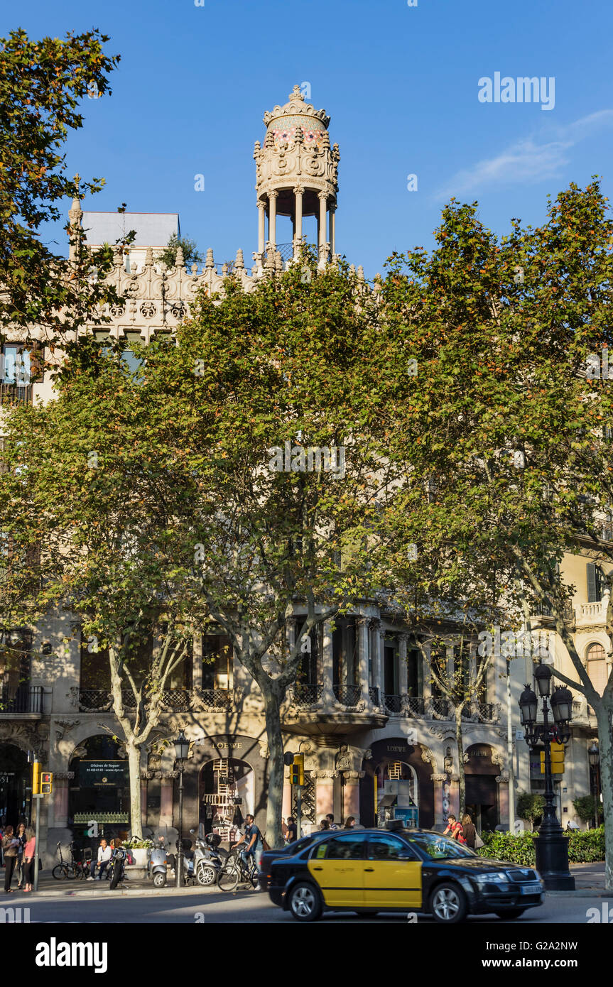 Un bâtiment moderniste de Lluís Domènech i Montaner, Passeig de Gracia, Casa Leo Morera Banque D'Images