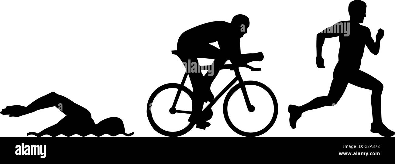 Silhouettes de triathlon Illustration de Vecteur
