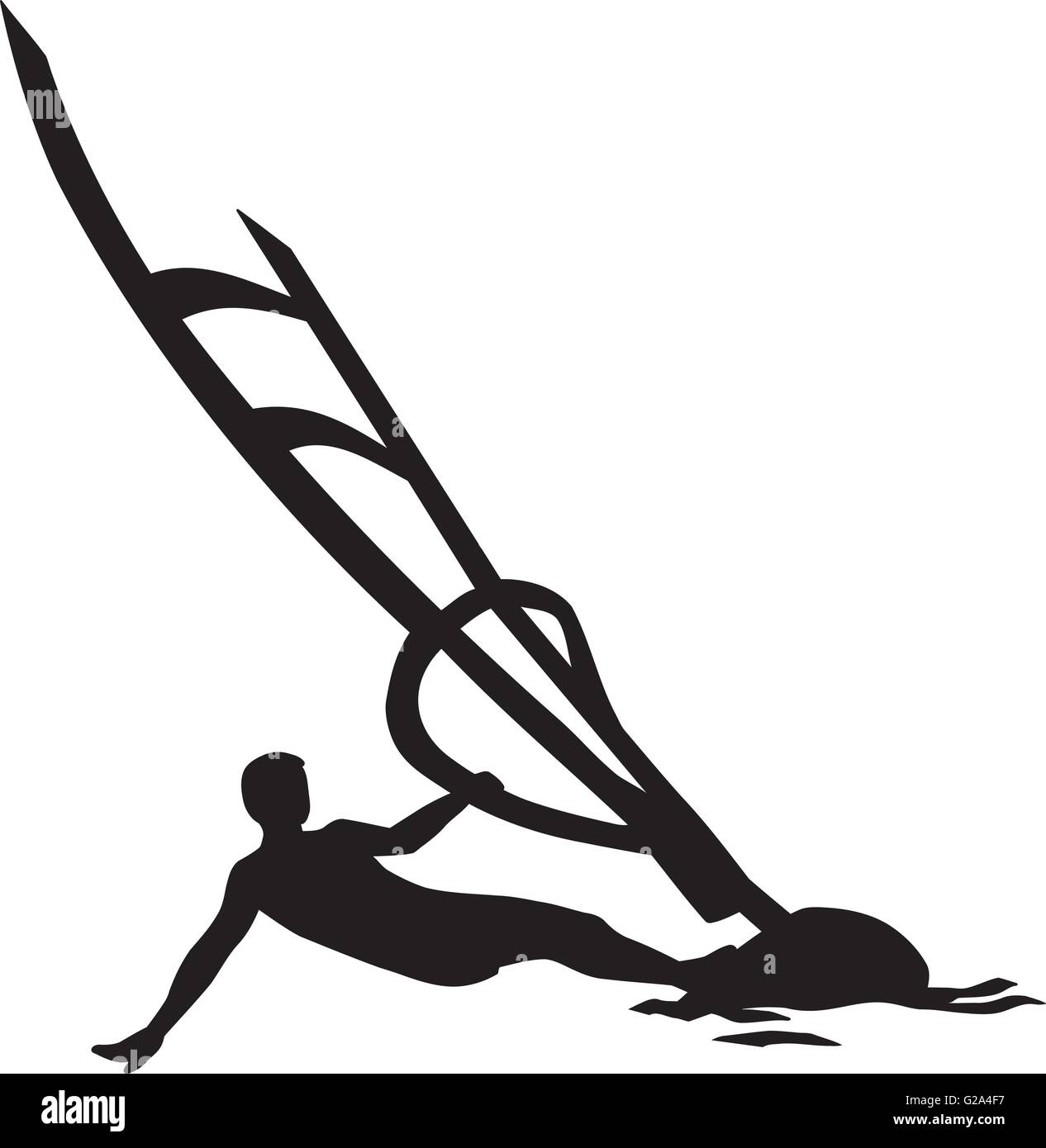 Planche à voile homme étendu dans le vent Illustration de Vecteur