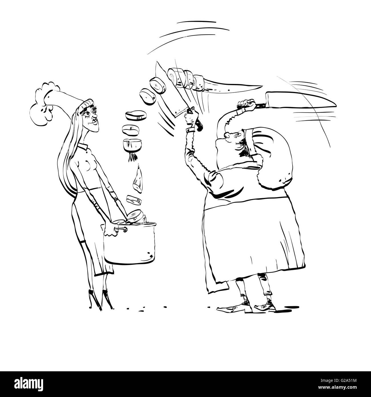 Réductions Chef légumes cuit les aliments Illustration de Vecteur