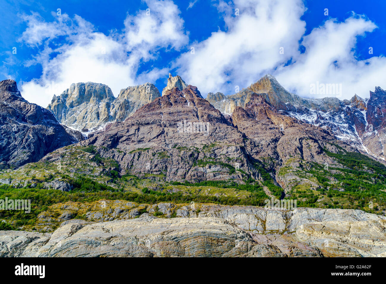Vue de la montagne dans le Parc National Torres del Paine au sud du Chili Banque D'Images