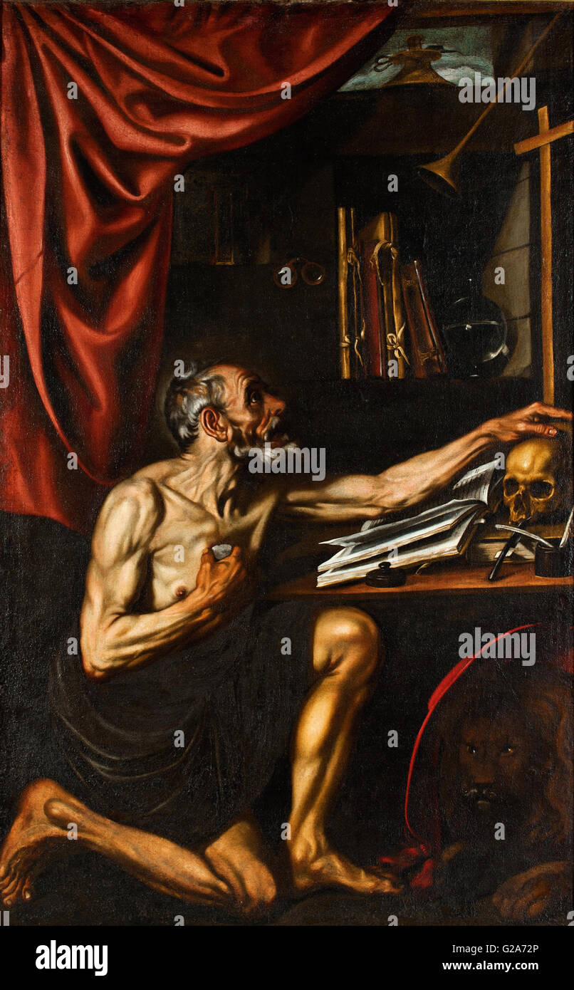 Luis Tristán - St Jerome faire pénitence dans son étude - Museo del Greco Banque D'Images