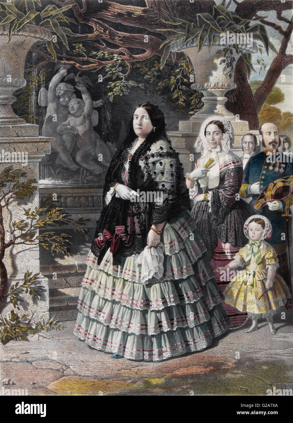 Bernardo Blanco y Pérez - SA MAJESTÉ LA REINE ISABEL II et sa fille août - Museo del Romanticismo, Madrid Banque D'Images