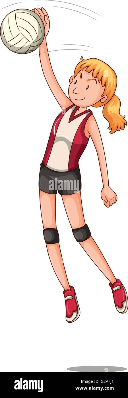 Femme de volley-ball hitting ball illustration Illustration de Vecteur
