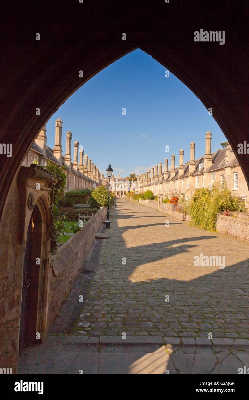 Le vicaire près - la plus ancienne rue habitée en Europe - dans Wells, Somerset, England, UK Banque D'Images