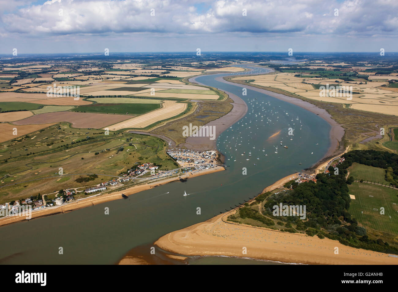 Scenic Vue aérienne de la rivière Deben près de Felixstowe dans le Suffolk Banque D'Images
