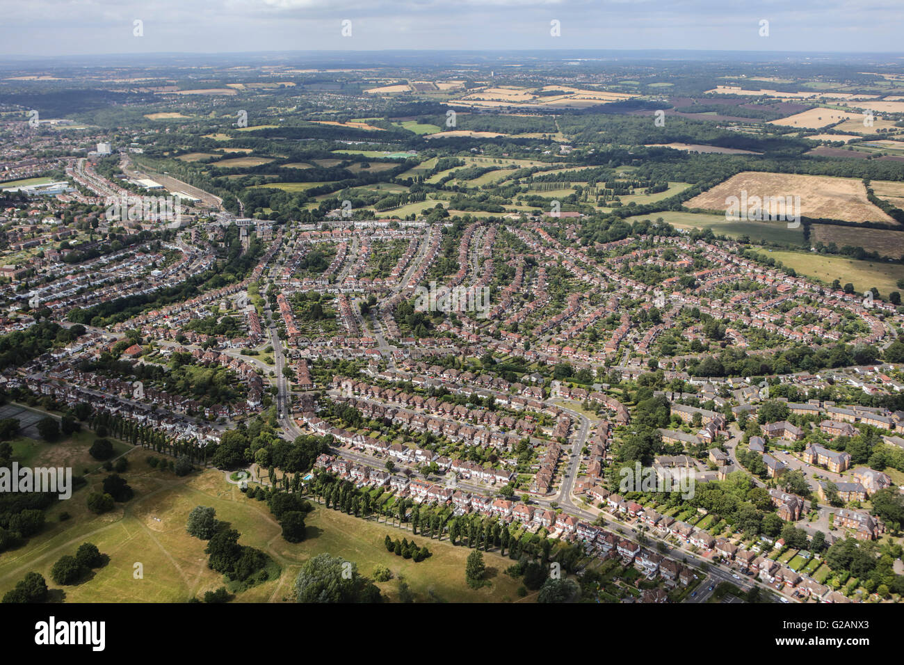 Une vue aérienne de l'Amérique du quartier londonien d'Oakwood Banque D'Images