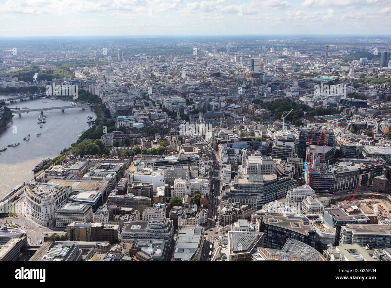 Une vue aérienne du centre de Londres à la recherche de la zone de l'Old Bailey vers l'Ouest Banque D'Images