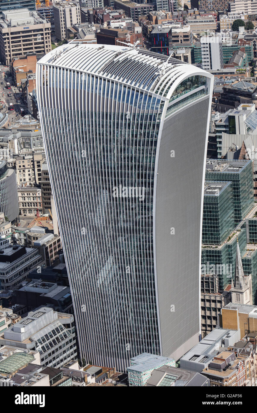 Une vue aérienne de 20 Fenchurch Street à Londres, également connu sous le nom de bâtiment talkie walkie Banque D'Images
