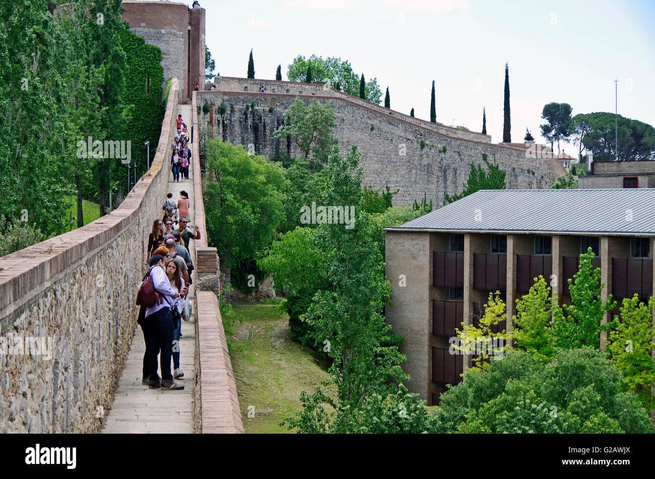 Girona, Espagne, ses murs, fortifications Banque D'Images