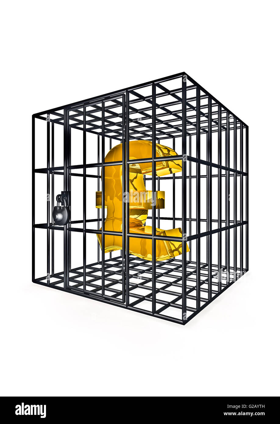 Livre en cage / 3D render of livre symbole dans cage en métal Banque D'Images