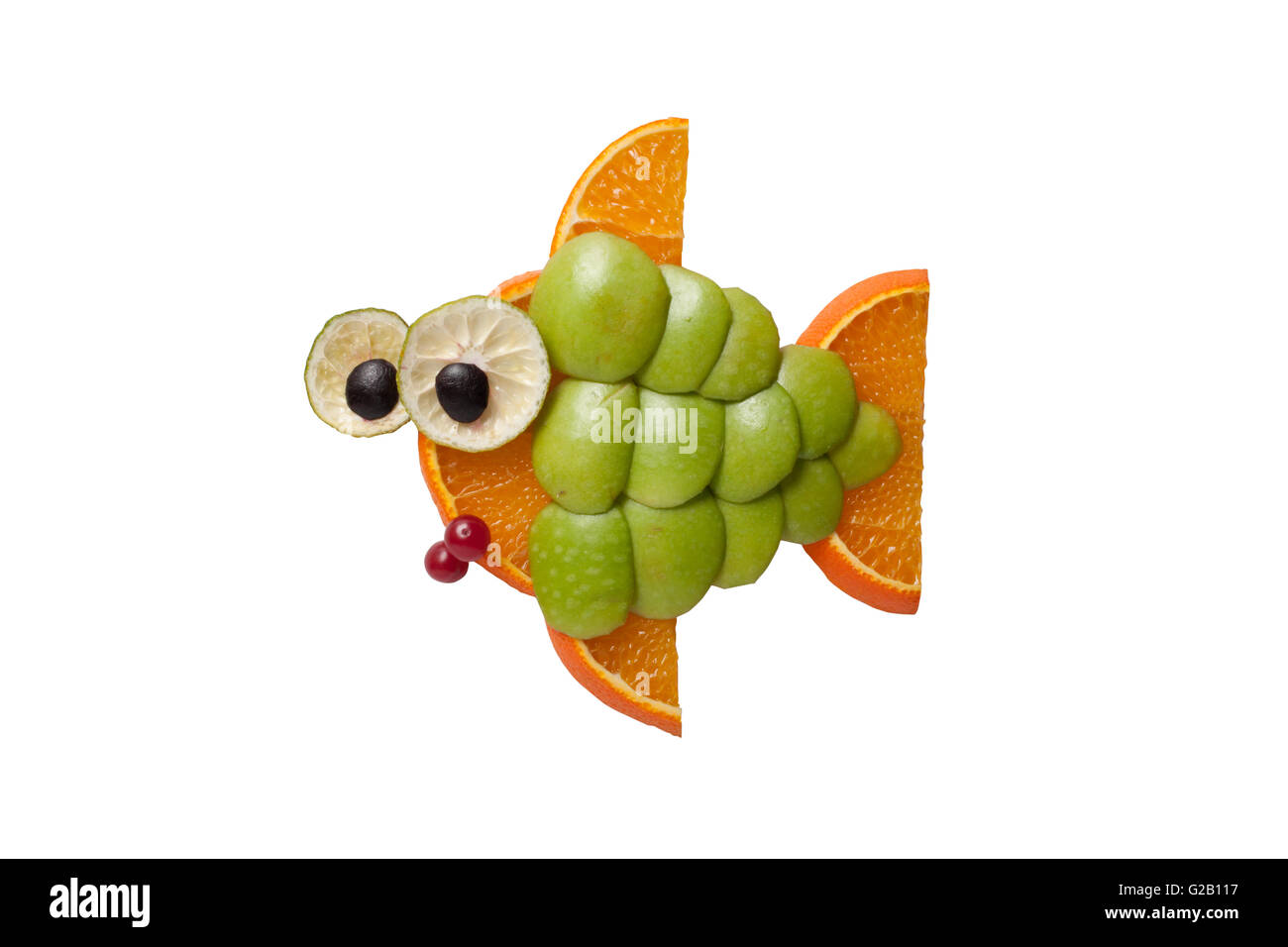 Le poisson fait drôle d'Apple et d'orange Banque D'Images