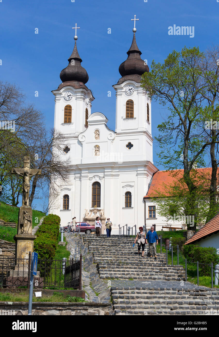 Abbaye de Tihany, Tihany, le lac Balaton, Veszprém, Hongrie Comté Banque D'Images
