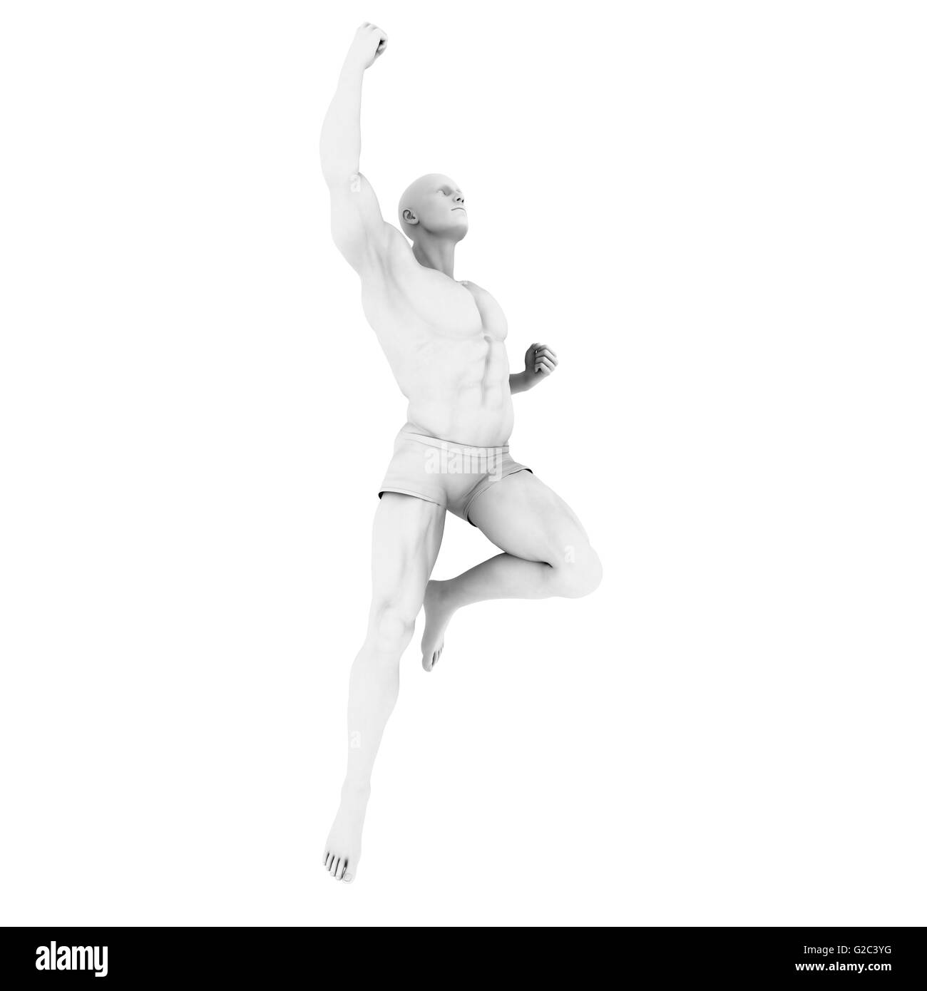 Super Héros posent avec un homme dans le rendu 3d illustration Banque D'Images